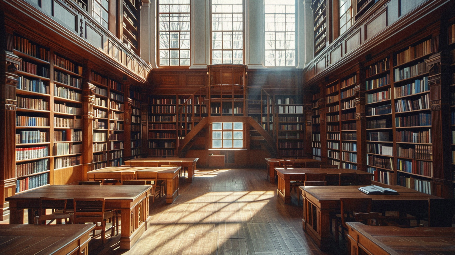 Warm law library interior